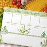 Bloc De Notas Hierbas frescas para la cocina - Planner de comida<br><div class="desc">Cada página de este cuaderno de desgarro está impresa con un nuevo plan de comidas semanal. Puedes anotar tus comidas para cada día de la semana y elaborar tu lista de compras a medida que vayas. La lista de comestibles se puede cortar de la página, lista para comprar. El diseño...</div>