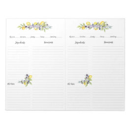Bloc De Notas Hierbas toscanas Lemons Mini Binder Recipe Páginas
