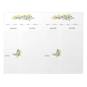 Bloc De Notas Hierbas toscanas Lemons Mini Binder Recipe Páginas