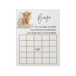 Bloc De Notas Highland Cow Baby Shower Bingo Boho