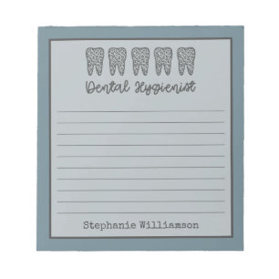 Bloc De Notas Higienista Dental Personalizada Dentista RDH