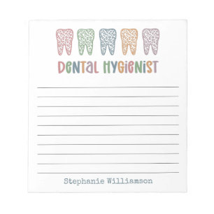 Bloc De Notas Higienista dental personalizada RDH Dentist Cute