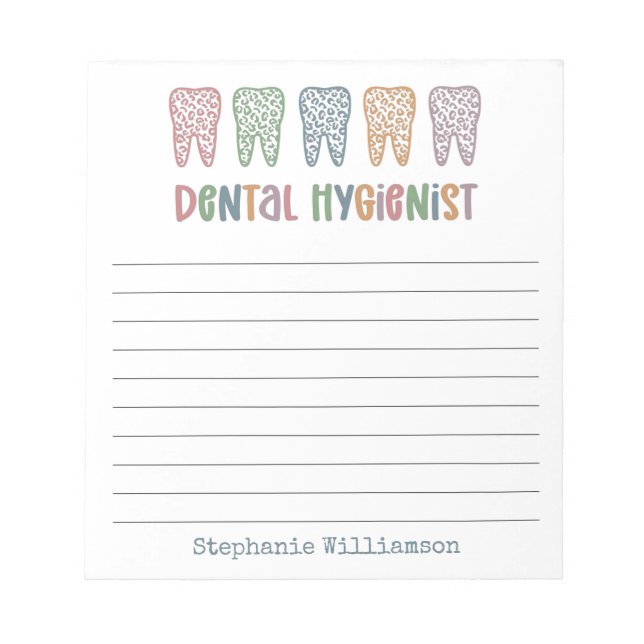 Bloc De Notas Higienista Dental Personalizado | RDH Dentist Cute (Frente)