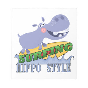 Bloc De Notas Hippopotamus de la persona que practica surf