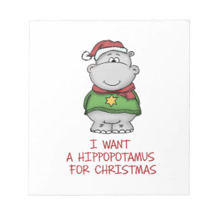 Bloc De Notas Hippopotamus para el navidad - diseño lindo del