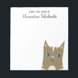 Bloc De Notas Hipster Tabby Cat | Añadir su nombre<br><div class="desc">Ilustracion vectorial de un lindo gato tabby con gafas enmarcadas verdes. Es un dibujo de moda de animales hipster. Él tiene una sonrisa en su cara. Un gran regalo para los amantes del gato.</div>