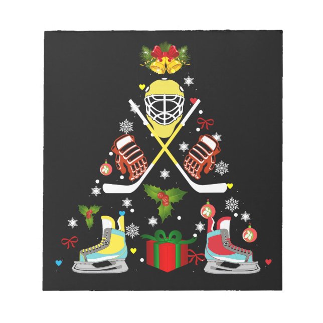 Bloc De Notas Hockey sobre hielo Navidad Ornamento Árbol diverti (Frente)