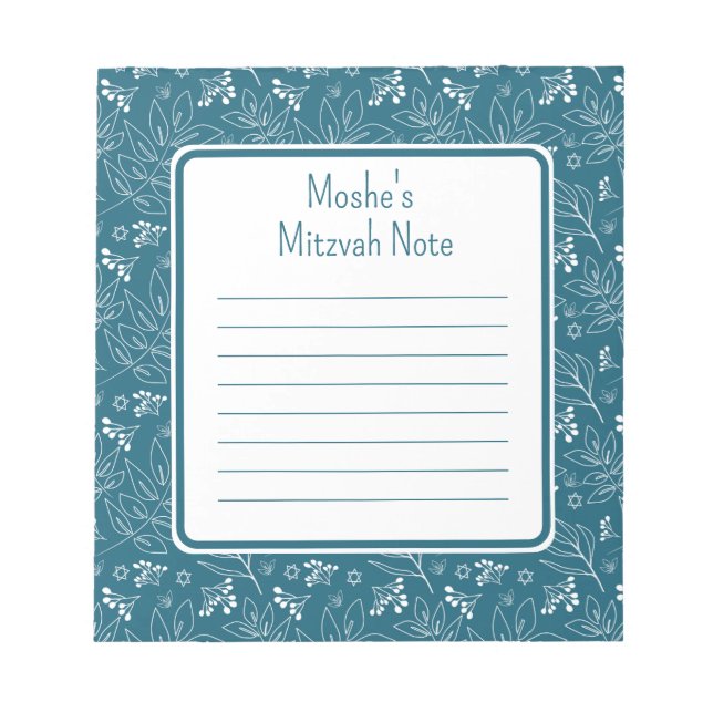 Bloc De Notas hoja azul Mitzvah Note (Frente)