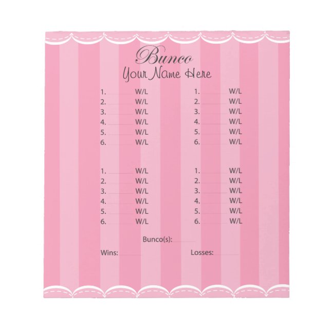 Bloc De Notas Hoja de Bunco rosa para damas (Frente)