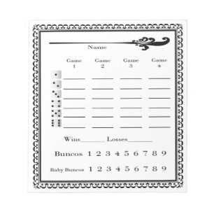 Bloc De Notas Hoja de puntuación de Bunco elegante