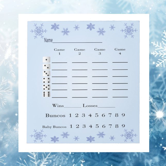 Bloc De Notas Hoja de puntuación de Bunco para Navidades de Invi (Winter Christmas Holiday themed Bunco score sheet. Easy to use. Bunco players love these sheets. )