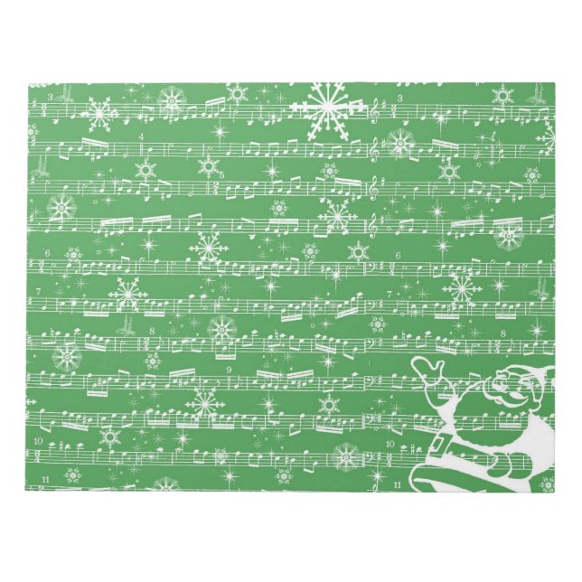 Bloc De Notas Hoja musical de Navidades verdes de época (Frente)