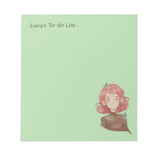 Bloc De Notas Hojas de color de agua y carácter Chica de árbol