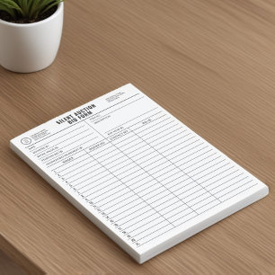 Bloc De Notas Hojas de la subasta silenciosa de personalizable