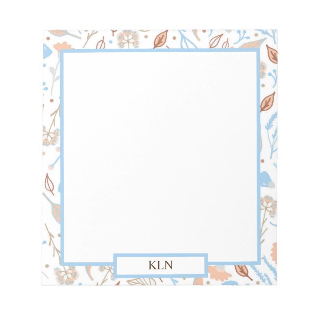 Bloc De Notas Hojas de otoño azules y marrones | Notepad temátic (Frente)