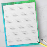 Bloc De Notas Hojas de prácticas de escritura a mano de color az<br><div class="desc">Estudiantes y adultos pueden practicar tanto la impresión como la escritura cursiva con esta almohadilla de papel de tamaño completo con un fondo de color verde, verde azulado y azul. Cada página incluye 6 líneas para escritura, con una línea descendente extensiva para practicar todas las letras fundas inferiores y fundas...</div>