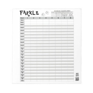 Bloc De Notas Hojas de puntuación de Farkle con reglas fáciles d
