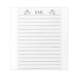Bloc De Notas Hojas Elegantes con Monograma Personalizadas con R
