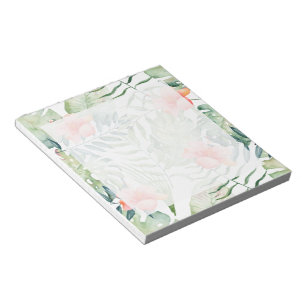 Bloc De Notas Hojas tropicales Hibiscus Floral acuarela