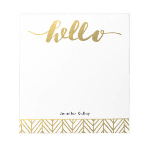 Bloc De Notas Hola en oro, personalizado