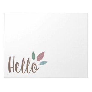 Bloc De Notas Hola palabra caligrafía feather dulce boho