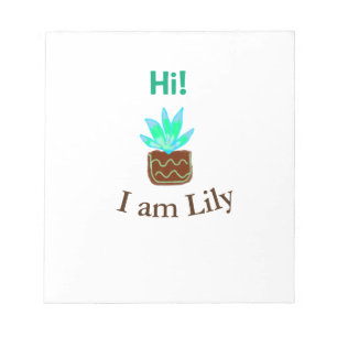 Bloc De Notas Hola soy Lily cactus succulum añadir nombre acuare