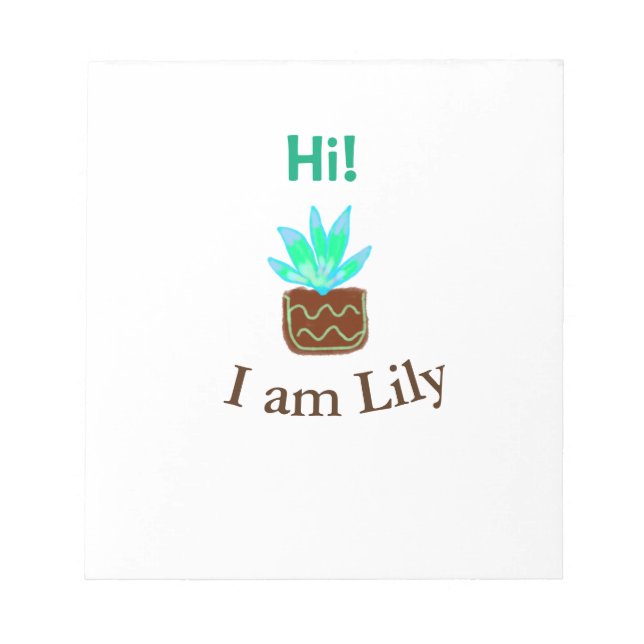 Bloc De Notas Hola soy Lily cactus succulum añadir nombre acuare (Frente)