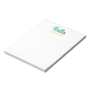 Bloc De Notas Hola Sunshine   Verde amarillo divertido moderno f