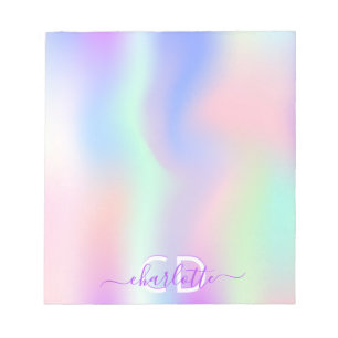 Bloc De Notas Holographic pink purple monogram name