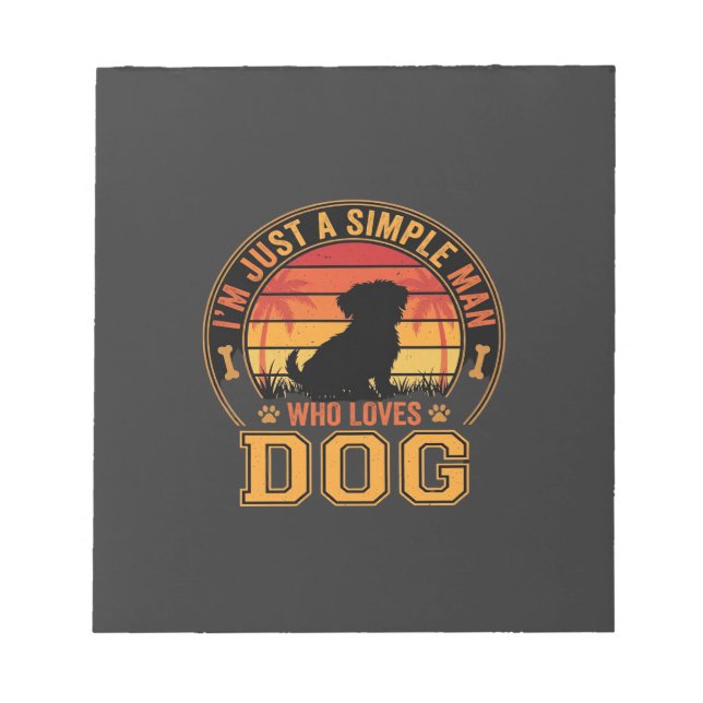 Bloc De Notas Hombre Simple Amante de los Perros Retro Atardecer (Frente)