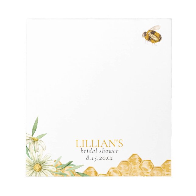 Bloc De Notas Honey Bee Bridal Shower Favor Notepad (Frente)
