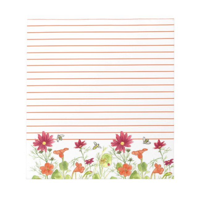 Bloc De Notas Honey Bee Naranja Nasturtium Cosmos Lined (Frente)