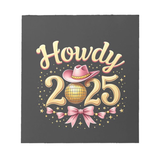 Bloc De Notas Howdy 2025 New Year Eve Cowboy Western (Frente)