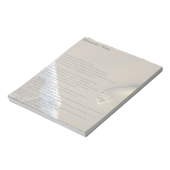 Bloc De Notas Huella en arena con poema, personalizado personali (Lado Izquierdo)