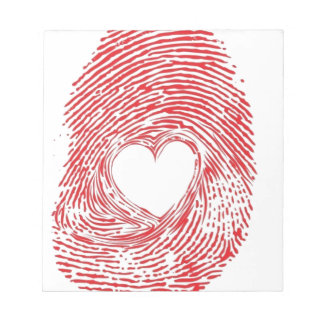 Bloc De Notas huella roja con corazón