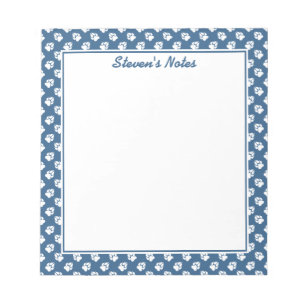 Bloc De Notas Huellas Blancas Sobre Azul Con Texto Personalizado