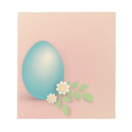 Bloc De Notas Huevo azul de Pascua entre flores y hojas