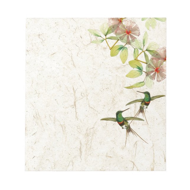 Bloc De Notas Hummingbird Aves Flores Animales Notepad (Frente)