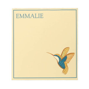 Bloc De Notas Hummingbird Blue Teal Yellow Orange Notepad