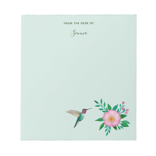 Bloc De Notas Hummingbird personalizado y Rosa salvaje (Frente)