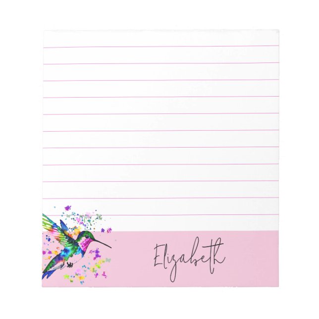 Bloc De Notas Hummingbird splatter personalizado (Frente)