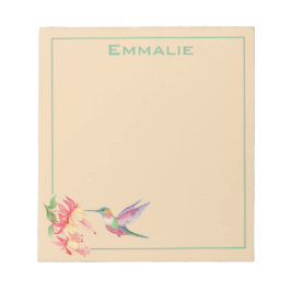 Bloc De Notas Hummingbird w/Red and Yellow Flower Notepad