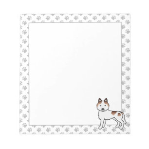 Bloc De Notas Husky Siberiano Cartoon Adorable Piebald Rojo