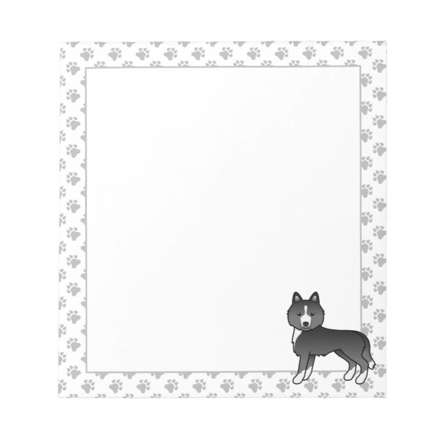 Bloc De Notas Husky Siberiano mayormente negro perro de dibujos  (Frente)