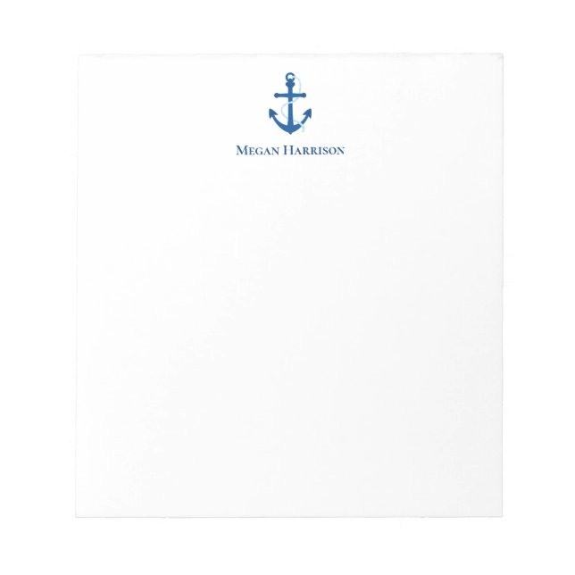 Bloc De Notas Ícono de ancla náutica en azul marino (Frente)