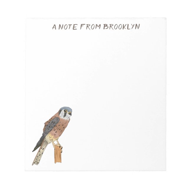 Bloc De Notas Ilustracion americano de aves de Kestrel (Frente)