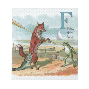 Bloc De Notas Ilustración antigua de pesca de zorro y rana