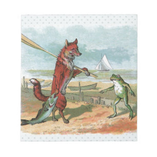 Bloc De Notas Ilustración caprichosa de playa con zorro y rana v