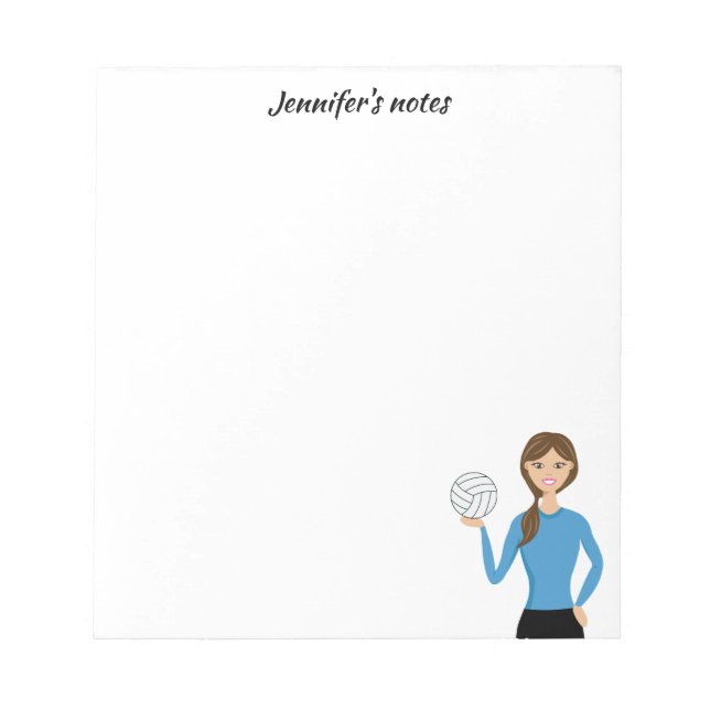 Bloc De Notas Ilustracion Chica de voleibol y título Personaliza (Frente)