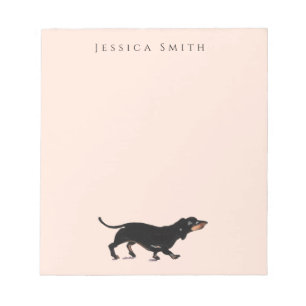 Bloc De Notas Ilustracion Dachshund en rosa